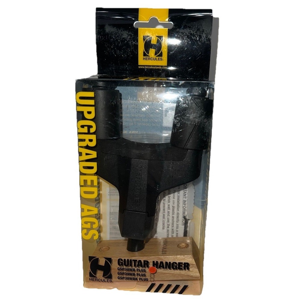 B20 5)Hercules Stands GSP38WB PLUS Short Arm Wood Base Wall Mount Guitar Hanger